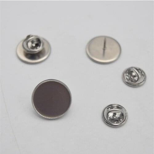 100sets 12-20MM Stainless Steel Brooch Base Holder Pins Badge Holder With Blank Tray DIY Jewelry Findings