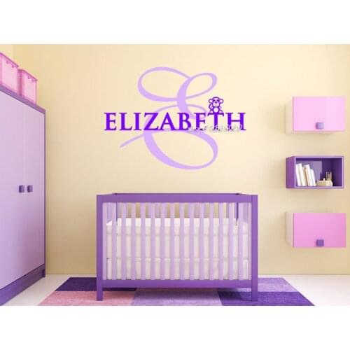 Personalized Monkey Monogram Wall Stickers Name Girls Boy Nursery Room Vinyl Wall Decal Decor Removable Artistic Wallpaper SA636