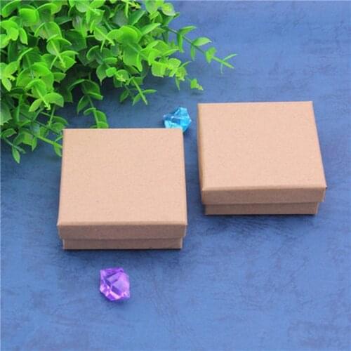 24pcs/lot Kraft Paper Gift box 7cmx7cm Kraft Cardboard Box for Ring Soap Candy Pendant Personalized Packaging Can Custom Logo