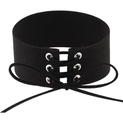 Simple personality exaggerated sexy appeal bound collar punk band flannelette necklace choker chain
