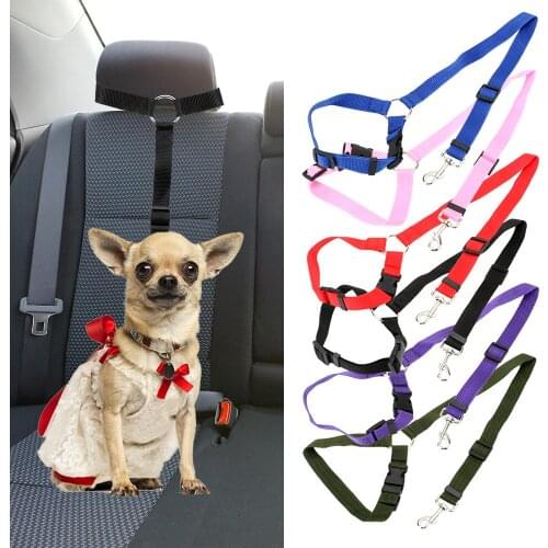Adjustable Safety Leads Clip Auto Seatbelt Harness Pet Seat Belt Pet Dog Cat Car Seat Belt Nylon Fabric