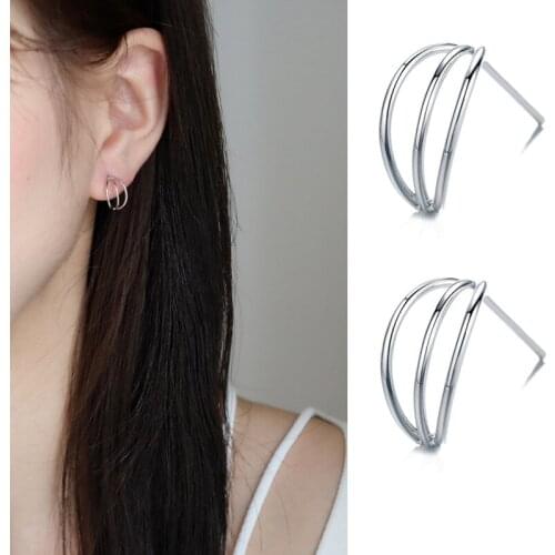 Pendientes 925 Sterling Silver Smooth Geometric Stud Earrings For Women Men brincos oorbellen boucle d'oreille New Charms Bijoux