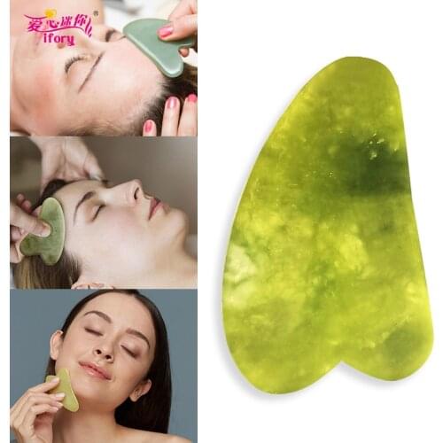 Ifory 1Pcs Natural Jade Scraping Face Massager Gua Sha Scraper Board Body Massage Tool Relaxation Skin Lifting Face Thin Scraper