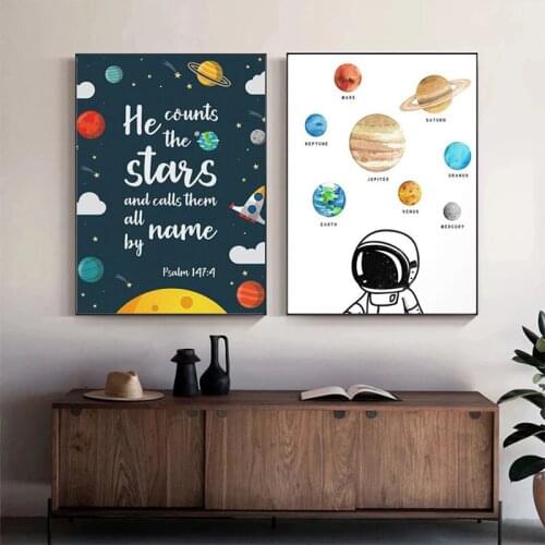 Solar System Earth Spaceship Rocket Space Canvas Painting Posters and Prints Decoration Poster Picture for Bedroom Home Decor