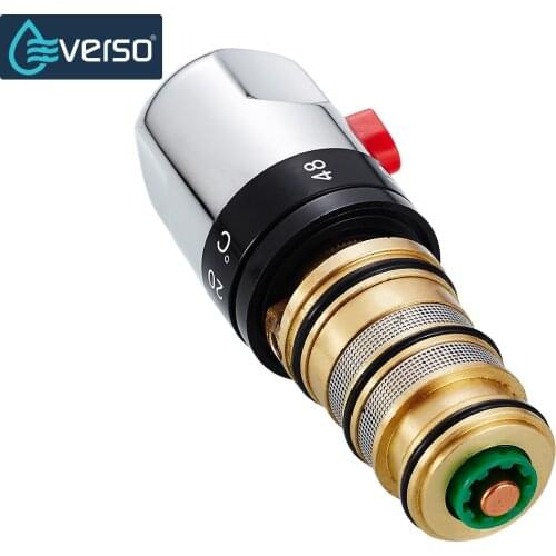 EVERSO Thermostatic Faucet Brass Mixing Valve Temperature Control Ceramic Valve for Solar Water Heater Valve Parts Cartridge
