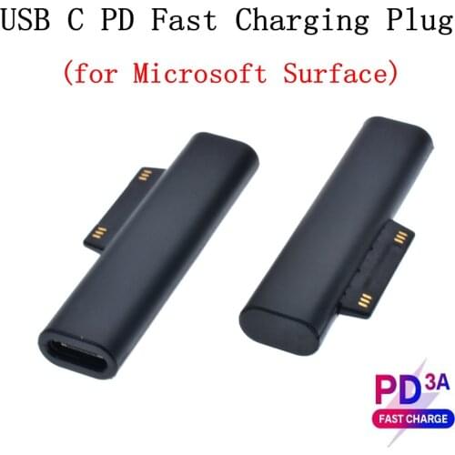 USB Type C PD Fast Charging Plug Converter for Microsoft Surface Pro 3 4 5 6 Go USB C Female Adapter Connector for Surface Book