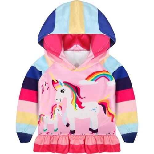 Top Brand Stripe Unicorns Hoodies New Arrival Sweaters Girls Autumn Spring Fashion Clothing Jackets Tops Girls Shirts
