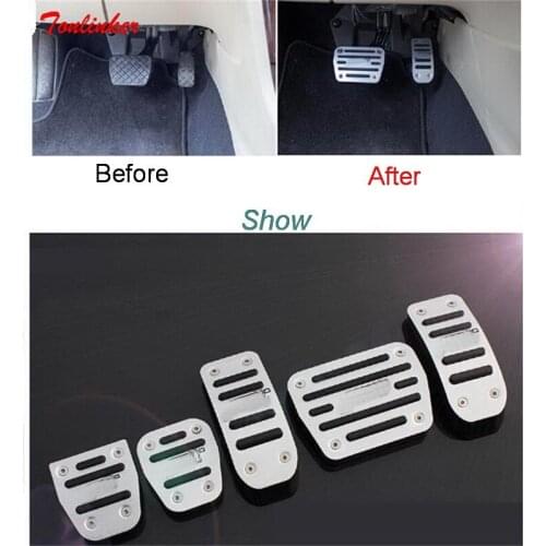 Tonlinker 2-3 pcs DIY New Aluminum Car styling Refit Accelerator Brake Pedal Cover Case Sticker For Volkswagen POLO Hatchback
