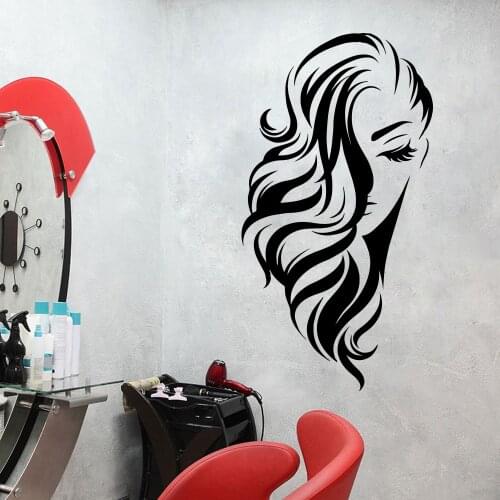 Large Hair Beauty Salon Lady Wall Window Decal Hairdresser Hairstyle Hair Hairdo Barbers Wall Window Sticker Vinyl Decor