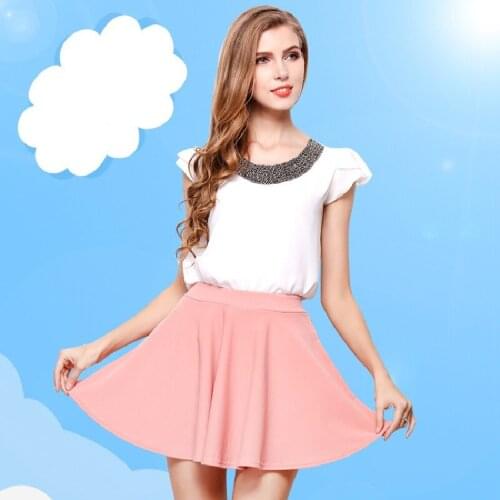 2019 Fashion Cute Women Summer Skirt high waist Solid Mini Short Pleated Skirts