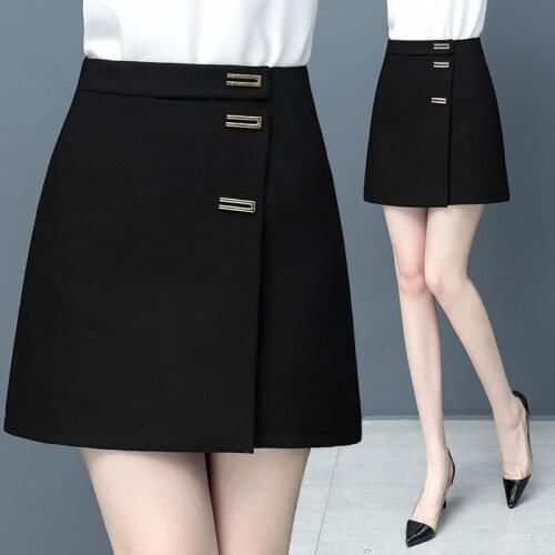 2021 Spring and Autumn New Women Korean High Waist Slimming All-match Irregular Short Skirt Black Bag Hip A-line Skirts Y648