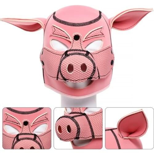 Sm Slave Hood Sponge Filling Pink Pig Head Bdsm Bondage Cosplay Erotic Mask Costumes Sex Intimacy Goods for Couples Wholesales