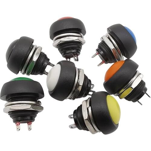 1Pcs 12mm PBS-33B Button Switch 2 Pin Mini Waterproof Switch 12v 1A pbs-33b Momentary Reset Non-locking Push Button Scew Switch