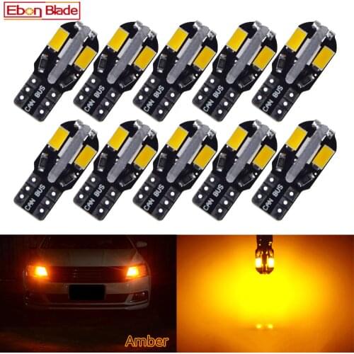 10Pcs T10 Led Canbus W5W Led Bulb 168 194 Car Interior Lights Signal Lamp Dome Reading License Plate Light Auto 12V Amber Orange