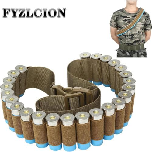 120cm 27 Rounds Shotgun Shell Bandolier Belt 12/20 Gauge Ammo Holder Hunting Gun Bullet Carry Belt for Tactical Military