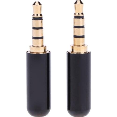 2pcs 3.5mm 1/8in TRRS 4-Pole Male Plug Adapter for DIY Headset Dual Track Repair Headphone Earphone Cable Connector