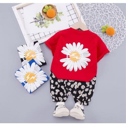 2020 Summer Children Fashion Clothing Suit Baby Clothes Boys Girls flower T Shirt Shorts 2Pcs/sets Kids Infant Casual Sportswear