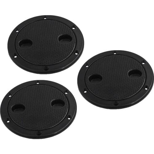 3 Pieces Marine Boat RV Black 4 inch Hatch Cover Twist Screw Out Deck Plate