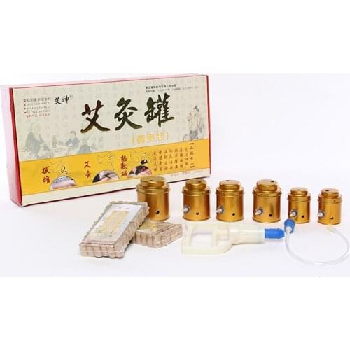 6pcs Pure Copper Big Size vacuum Cupping Body Moxibustion Magnetotherapy Traditional moxibustion health care+100pcs Moxa sticks