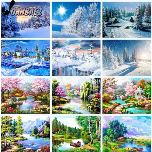 Abstract Spring Landscape Diamond Painting 5D Diy Wall Art Snow Forest Diamond Embroidery Inlaid Home Room Decoration Accessorie