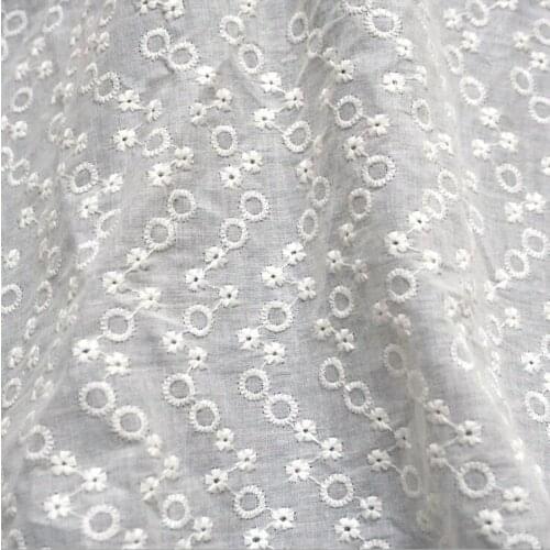 White Flower Hollow Lace Cloth Embroidered Womens Summer Cotton Cloth Hollow Lace Fabric