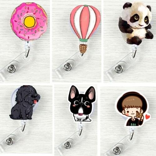 New Fashion Cartoon Easy Pull Work Badge Clip ID Retractable Badge Reels for Pass Card Holder