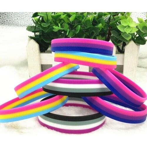 Gay Pride Bisexual Silicone Rubber Bracelets Sports Wrist Band Bangle