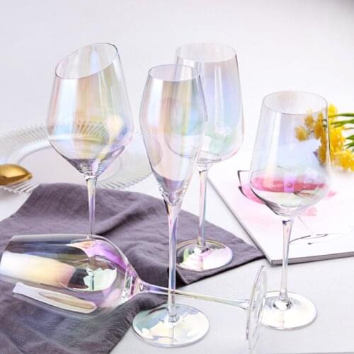 Rainbow Plating Goblet Wine Glass Wedding Crystal Cocktail Glasses Champagne Flute Brandy Glass Stemless Egg Supplies Decanter