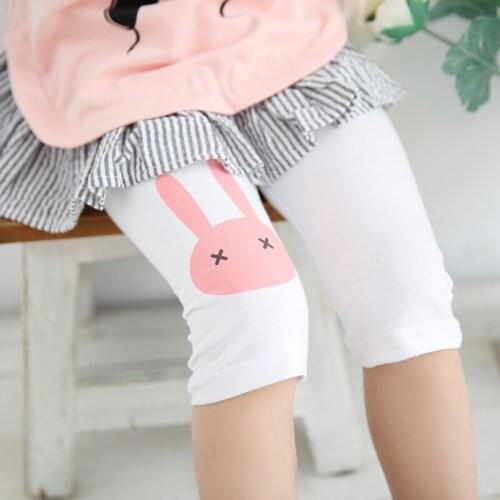 Children Girls Leggings Summer 2018 Knee Length Pants Cute Rabbit Cartoon Printed Clothing Girls Pants Children Kids Trousers