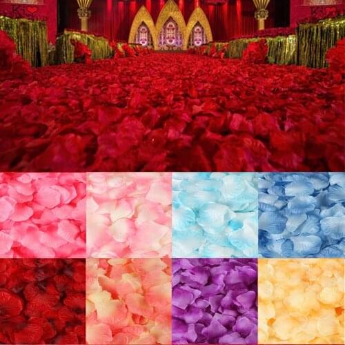 Hot Sale 500Pcs Silk Rose Petal for Wedding Decoration Romantic Artificial Rose Flower 16Colors for Wedding Walkway Carpet Table