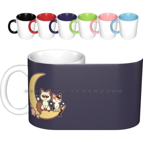 My Luna Kei-Moonlight Ceramic Mugs Coffee Cups Milk Tea Mug My Luna Kei My Luna Kei Mylunakei Cat Cats Kitten Kittens Siamese