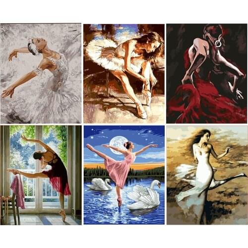 Paint By Numbers Ballet Dancer And Violinist DIY HandPainted Oil Painting Drawing On Canvas Unique Gift Home Decoration