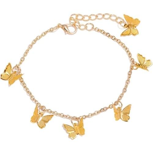 Metal Butterfly Pendant Bracelet Boho Beach Anklets For Women Sandals Foot Bracelets Female Jewelry Ankle Bracelet