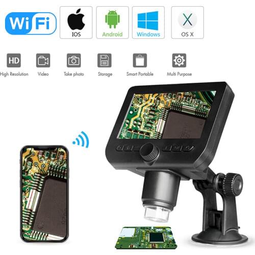 WiFi LCD Microscope 4.3 "1000X Magnification USB Coin Microscope Video Camera Recorder for Student Teaching Coin Observation