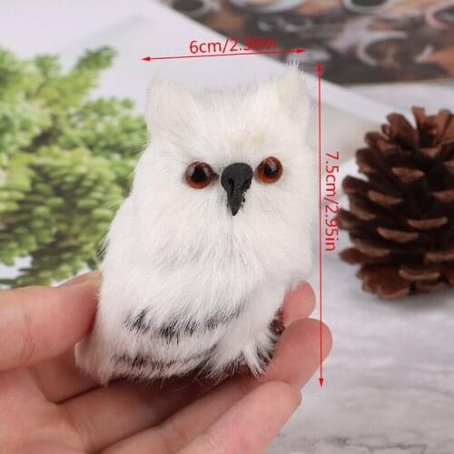 Cute Lovely Owl White Black Furry Christmas Bird Ornament Decoration Adornment Simulation for Home Decor Gift