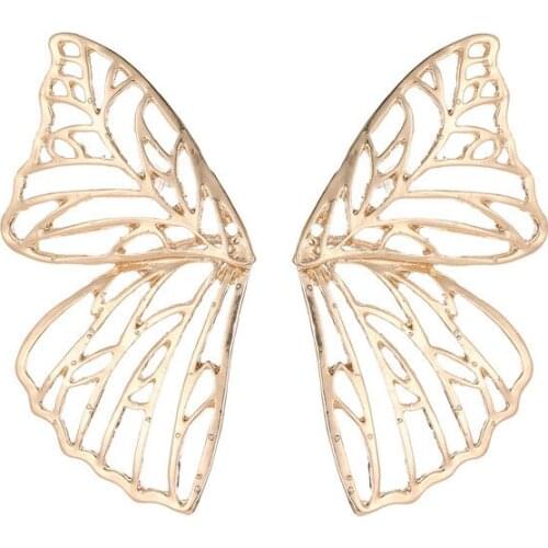 Fashion New exaggerated hollow-out Butterfly Wings earrings trendy fan-shaped creative earrings