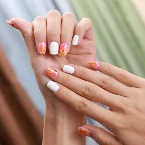 Fake Nails Short Square Head Music Score Wear Nail Stickers Finished Nails 24pcs With Glue TY