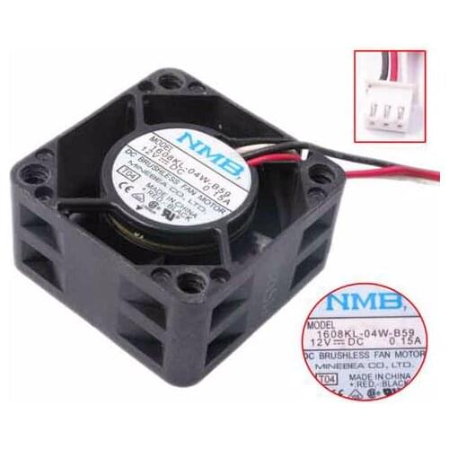 NMB-MAT 1608KL-04W-B59 T04 DC 12V 0.15A 3-wire 40x40x20mm Server Cooling Fan