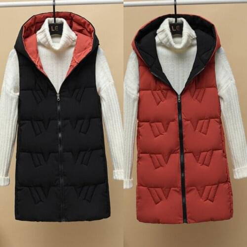 New 2021 Winter Vests For Women Coat Female Jacket Warm Casual Fashion Hooded Ladies Vest Long Outerwear Gray