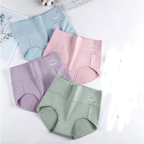 IZICFLY New Graphene Antibacterial Underwear Women High Waist Panties Cotton Female Briefs Breathable Panty-Random Color-3 Pcs