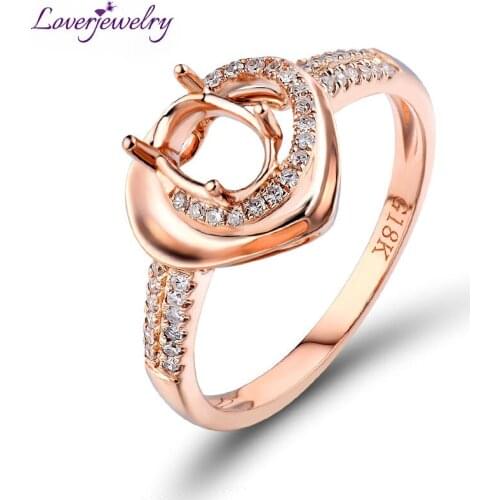 Engagement Oval Shape 4x6mm Solid 18kt Rose Gold Natural Diamond Semi mounting Custom Ring for Wedding Fine Jewelry R421