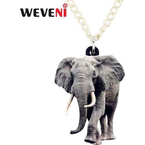 WEVENI Acrylic Wild Jungle Elephant Necklace Pendant Choker African Bijoux Jewelry For Women Girls Cheap Female Gift Wholesale
