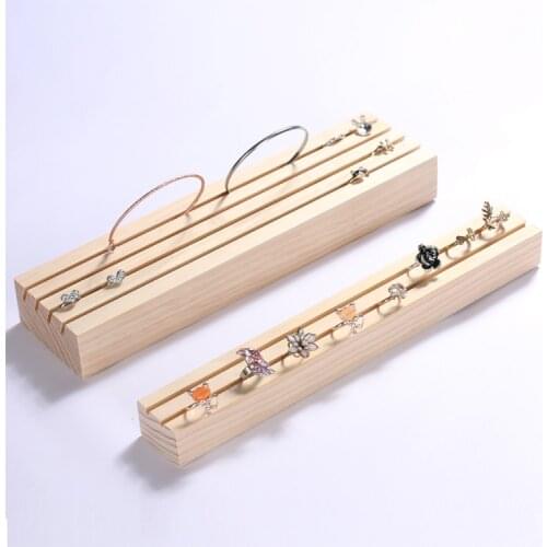 New Fashion Nature Solid Wood Ring Bangle Display Holder Jewelry Display Stand Ring Bangle Display Tray