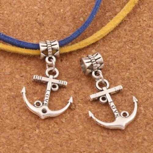 20pcs Zinc Alloy Love Anchor Charm Beads Big Hole Bead Dangle Fit European Bracelets B002 19x32mm