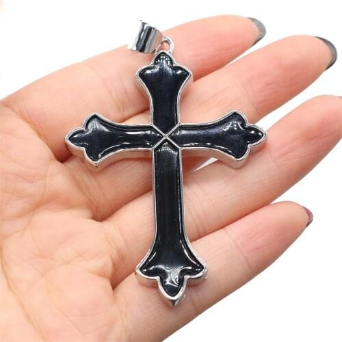 Natural Shell Pendant Cross shape Black Mother of Pearl Exquisite charms For jewelry making DIY Necklace accessories 42x45mm