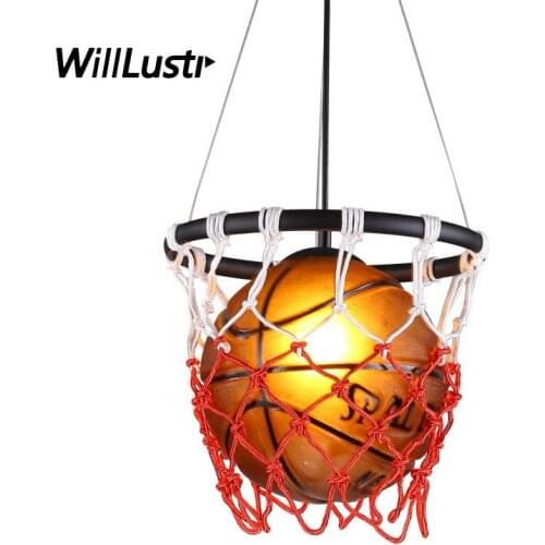 Retro Basketball Pendant Light Vintage Suspension Lamp Kids Children Room Gym Sports Clothing Shop Bar Glass American Iron Light
