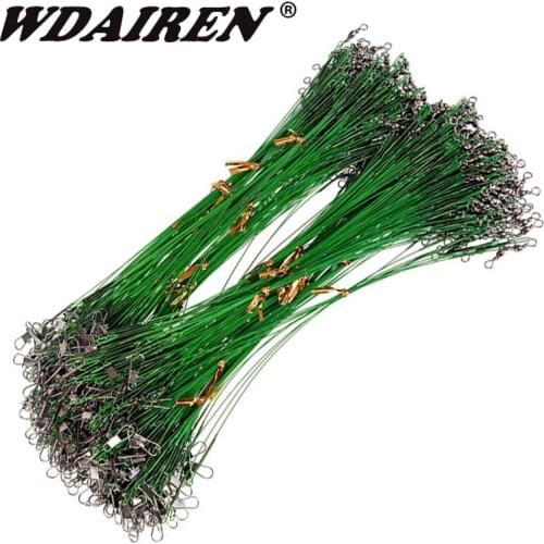 20pcs/lot Anti Bite Steel Fishing Line Steel Wire Leader With Swivel Olta Fishing Accessory Lead Core Leash Fishing Leader Wire