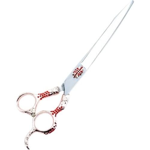 8 Inch Red Diamond Japanese Stainless Steel 440C Professional Dog Grooming Hair Cutting Scissors Pet Shear