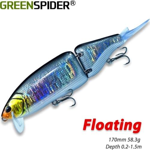 GREENSPIDER Jointed Bait 170mm 58.3g Shad Glider Swimbait Fishing Lures Hard Body Floating Jointed Bass Pike Fishing Bait Tackle