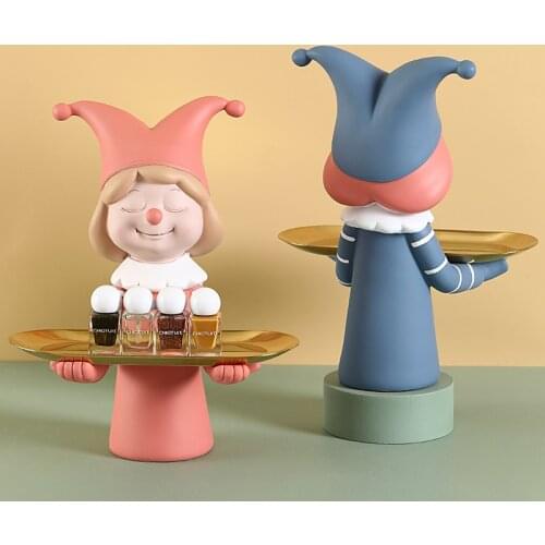 Nordic Playful Clown Resin Sculpture Ornaments Storage Tray Home Decoration Accessories Dressing Table Receives Decor Crafts